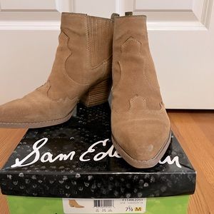 Sam Edelman Winona Tan Leather Ankle Booties 7.5